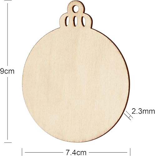 SAVITA 60 Pièces Boule Noël Bois, Disques en Bois Ronds, Flans en Bois, Décorations de Noël à Peindre pour Bricolage Artisanal, Décorations pour Arbres de Noël, Décorations Suspendues pour Les Fêtes - Nail Gallerys