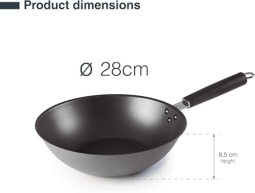 LACOR WOK ACIER ANTEADHERENT D.28 CM, Noir - Nail Gallerys