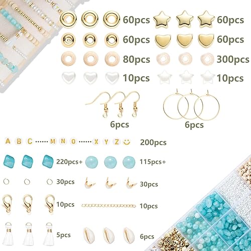 Kit Bracelet, Perles Pour Bracelet, Kit Bijoux Creation Adulte, Comprend Des Perles De l'Alphabet, Des Perles Pour Fabriquer Des Bracelets, Des Boucles d'Oreilles Pour Les Enfants et Les Adultes (B) - Nail Gallerys