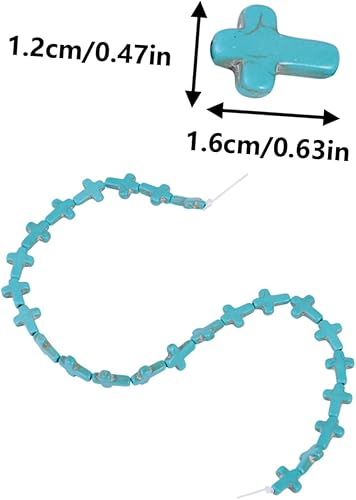 DOITOOL 2 Pièces perles de chaîne en forme de croix charme naturel pendentif bijoux collier perles de pierre de couleur pure fournitures de pierres précieuses DIY time Turquoise Bleu - Nail Gallerys