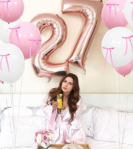 42 PCS ballons de baudruche avec nœud blanc rose pour les décorations de fêtes d'anniversaire de fêtes de célibataires de fête de mariage de de fiançailles - Nail Gallerys