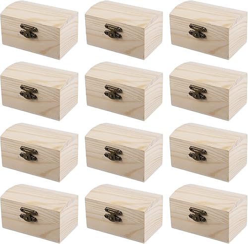 Lot de 12 mini coffres au trésor en bois : petite boîte en bois avec couvercle à charnière, petit coffre au trésor, boîte en bois, petite boîte en bois, petit coffre au trésor, petit coffre au trésor - Nail Gallerys