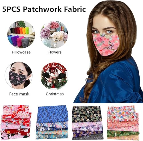 Rehmanniae Tissus Coton pour Couture - 5 Pièces Tissus Patchwork 20x25CM, Tissus Coton Couture Au Metre en Motif De Style Japonais, Artisanat De pour Sacs, Jouets, Porte-Monnaie, Nappes - Nail Gallerys