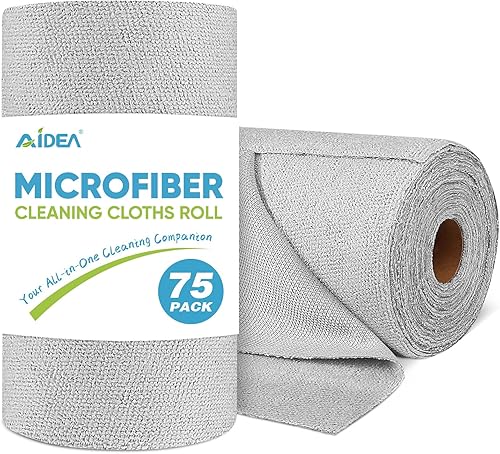 AIDEA Lot de 75 Rouleaux de Chiffons de Nettoyage en Microfibre réutilisables, lavables pour Voitures, Chiffons de Nettoyage Non Pelucheux pour Maison, Cuisine, fenêtre, 29 x 29 cm - Gris - Nail Gallerys