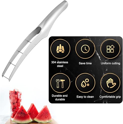Couteau à Pastèque,Coupe Pasteque,Coupeur de Fruits en Acier Inoxydable,Outil de Coupe de Pastèque,Cube de Pastèque en Acier Inoxydable Coupe,Coupe Tranche Pastèque,Découpe Pasteque pour Melon,Papaye - Nail Gallerys