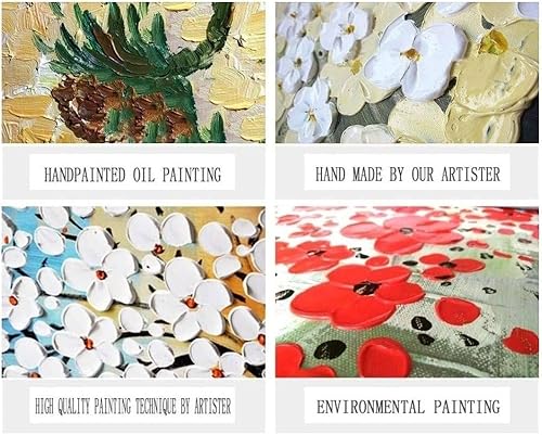 SAAKO Tableau Mural Pour Salon,Peintures À L'Huile 100% Peintes À La Main, Décoration Murale Abstraite Moderne Avec Vue Arrière, Couteau De Paysage Floral Classique, Images D'Art Mural Sans Cadre, Dé - Nail Gallerys