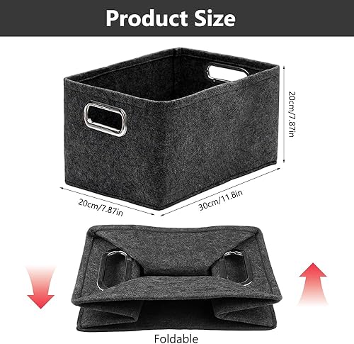 2 Pièces Panier Feutre, 30 X 20 X 20 cm Panier de Rangement en Feutre Rangement Feutre Pliable avec PoignéE pour Ranger Vêtements, Serviettes, Articles de Toilette, Livres et Bien Plus Encore. Gris - Nail Gallerys