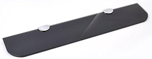 BSM Marketing Étagère en verre trempé noir brillant pour salle de bain, chambre à coucher, bureau avec grande finition chromée, 500 mm x 100 mm, 6 mm d'épaisseur - Nail Gallerys