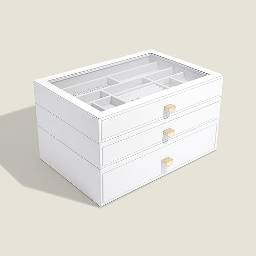 Stackers Pebble Grey Supersize Jewellery Box - Set of 3 (with drawers) - Nail Gallerys