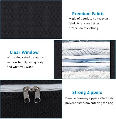 BriLumin Sac de Rangement Vetement 90L, Lot de 6 Boite de Rangement Vetement Caisse Rangement, Pliable Sac de Rangement Sous Lit pour Édredons Couvertures Vêtements- Noir - Nail Gallerys