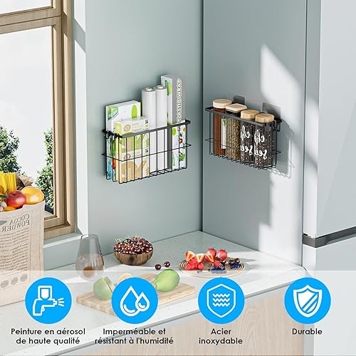 Gaethra Lot de 2 Boîtes de Rangement pour Porte de Placard – Organisateur Placard Cuisine Autocollant, Sans Perçage, 1 Grand & 1 Petit – Rangement et Organisation de Cuisine pour frigo & salle de bain - Nail Gallerys