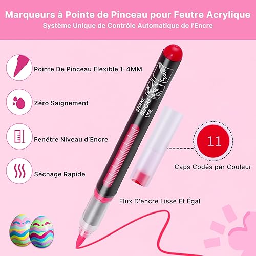 Tongfushop 60 Couleurs Feutre Acrylique, Stylo Acrylique à Pointe Pinceau pour Coloriage Adulte, Marqueur Peinture Acrylic Markers à Base d’Eau pour Pierre, Bois, Toile, Verre, Céramique, Plastique - Nail Gallerys
