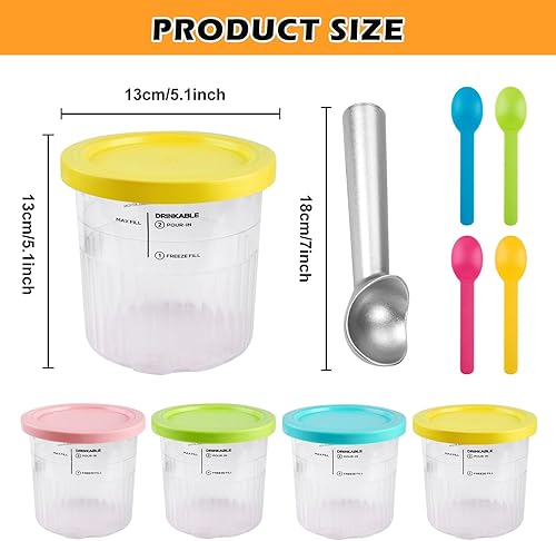 BORDEAG Lot de 4 récipients pour crème glacée Ninja Creami Deluxe, pour crème glacée, remplacement pour Ninja Creami Deluxe NC501EU NC500EU, accessoires Creami Deluxe - Nail Gallerys