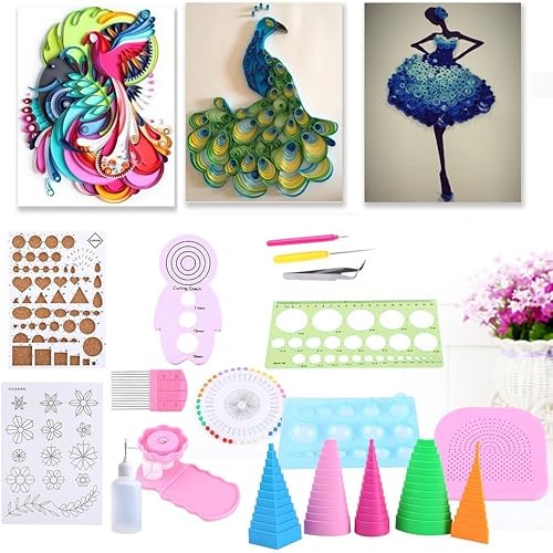 Yosoo 19PCS Papier Quilling DIY Craft Kit avec Panneau De Broderie Pinces Stylo De Quilling DIY Dcoration pour Maison Et Bureau - Nail Gallerys