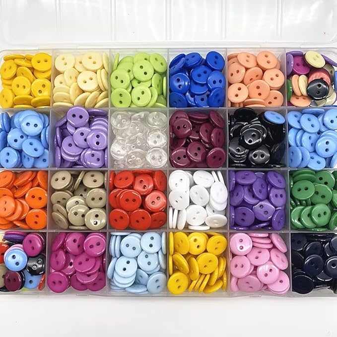 Lot de 50 boutons ronds en résine avec boîte de rangement pour couture, tricot, loisirs créatifs, 11,5 mm, 2 trous - Nail Gallerys