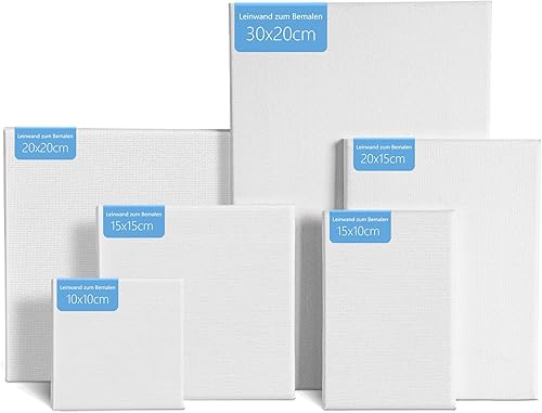 Lot de 6 toiles à peindre en fibre de lin de qualité supérieure - Différentes tailles - Convient pour les débutants, les étudiants, les artistes, le dessin, la peinture, les croquis - Nail Gallerys