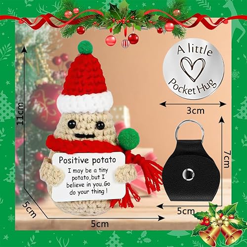 MOPQMKT Chapeau de Noël Pomme de Terre tricotée Positive Potato with Encouraging Message Card Doll Humour Motivational Plush Unusual Useful Funny and Creative BFF Birthday Gift - Nail Gallerys