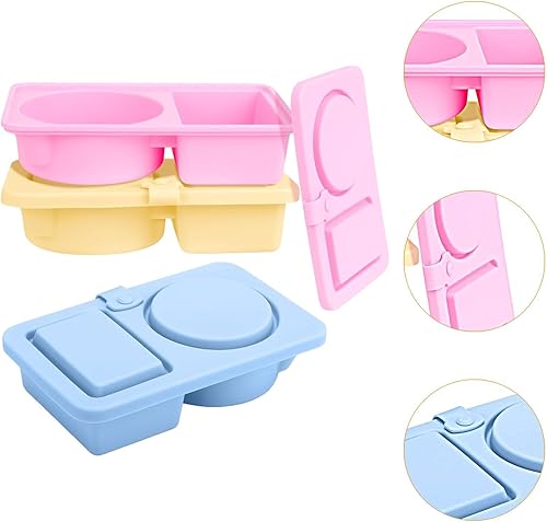 perfk 3 pièces Snack Conteneurs avec couvercles en Silicone réutilisable 5,59x354x138 Pouces Contauteur de collation à Double Compartiment pour Bureau - Nail Gallerys