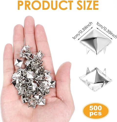 cobee Lot de 500 rivets carrés en métal argenté pour cuir, bricolage, punk, rivets carrés en métal pour sacs, vêtements, chaussures, cuir, gants - Nail Gallerys