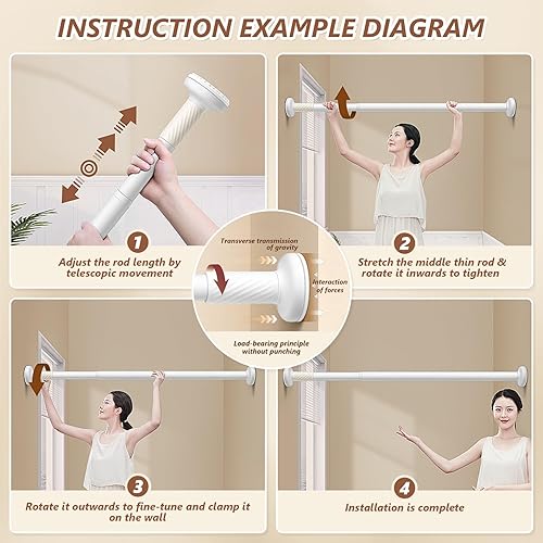 Flintronic Tringle à Rideau, 70-120cm Barre Extensible à Rideau Télescopique, Sans Percage Réglable Tringle Extensible pour Balcon/Chambre/Salle de Bain/Fenêtre/Penderie, Diamètre: 25 mm - Nail Gallerys