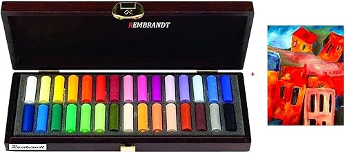 Rembrandt Ensemble de Pastel secs 1/2 Sticks 30 SELECTION GENERALE coffret bois et 1 cartes postales - Nail Gallerys