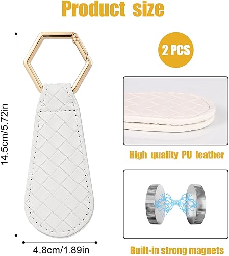 Savita Pince à Chapeau Magnétique, 2pcs Longue Forme de Goutte à Chapeau Cuir Portable Pince Chapeau Magnétiques Portable pour Femme Homme Chapeau Sac de Voyage Accessoire de Plein Air (Blanc) - Nail Gallerys
