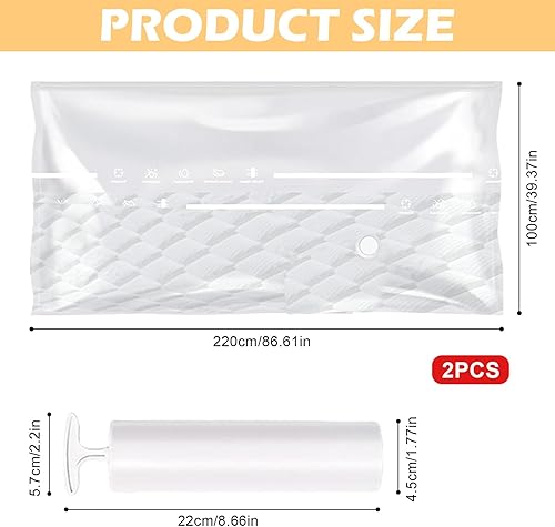 Lot de 2 sacs sous vide pour matelas - 100 x 220 cm - Réutilisables - Avec pompe à main - Pour matelas, déménagement, transport, rangement - Nail Gallerys