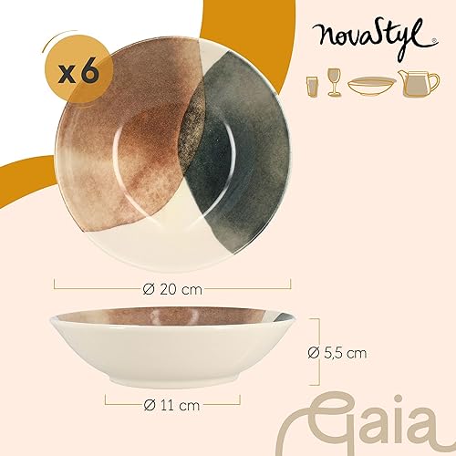 NOVASTYL - Lot 6 assiettes creuses gaia 20cm en grès - 2614684 - Nail Gallerys
