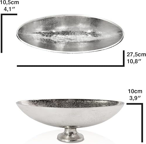 Blümelhuber Boho Bol décoratif argenté - Décoration de couloir - Bol à fruits - Argenté - Nail Gallerys