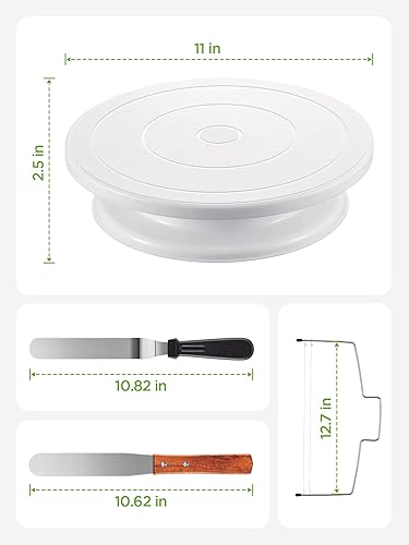 InnoGear Plateau Tournant de Gâteau, avec 2 Spatules à Glaçage, 3 Grattoirs pour la Fabrication de Gâteaux, Décoration - Nail Gallerys