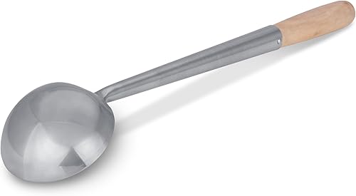 Craft Wok Petite louche en acier inoxydable avec poignée ergonomique en bois - Ustensile de cuisine asiatique professionnel pour remuer - 732W6-1 - Nail Gallerys