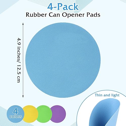 Lot de 4 ouvre-bocaux en caoutchouc 4 couleurs – Coussinets antidérapants isolés thermiquement avec décapsuleur, outil multifonction pour mains arthritiques et utilisation facile en cuisine (cercle) - Nail Gallerys