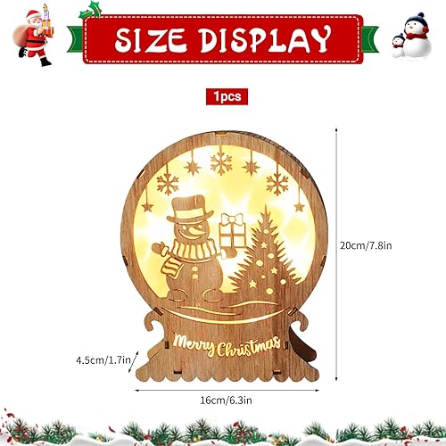 Décoration de Noël Illuminé en Bois Led,Lumières de Noël à Led en Bois,Décoration de Noël en Bois,Led Maison Lumineuse Dessus de Table, Éclairage de Noël en Bois,Eclairage de Fenêtre,traîneau - Nail Gallerys