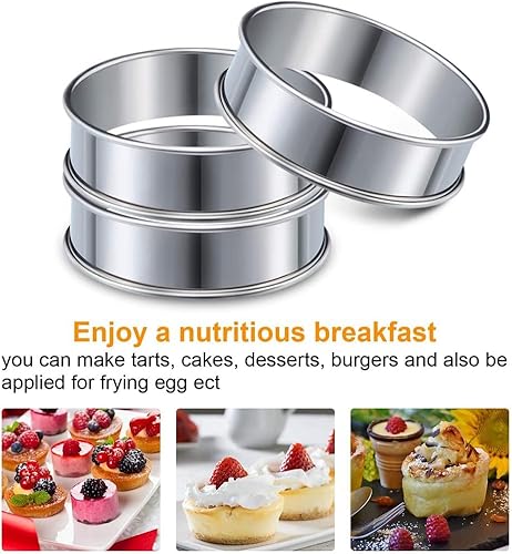 Exogio 20 Pack Cercle Tartelette Antiadhésifs, Cercle a Patisserie 10cm, Moules à Muffins en Acier Inoxy, Anneaux à Gâteaux, Cercles à Double Roulés pour Muffins Mousse Tartes Gâteaux Crumpets - Nail Gallerys