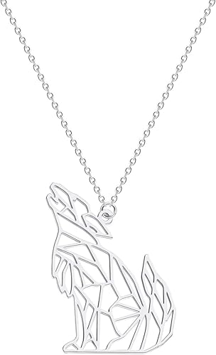 FÉERIES ET MERVEILLES COLLIER LOUP ORIGAMI ARGENT, COLLIER ORIGAMI, FIGURINE LOUP, STATUETTE LOUP - Nail Gallerys