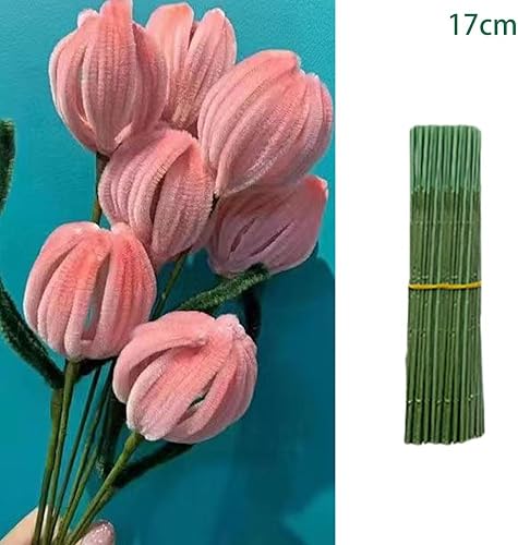 Lot de 100 tiges Florales en Plastique - Tiges de Fleurs artificielles - Fil de Fleuriste Vert - Idéal pour Les travaux manuels, Les Arrangements Floraux et Les Loisirs créatifs - 17 cm - Nail Gallerys
