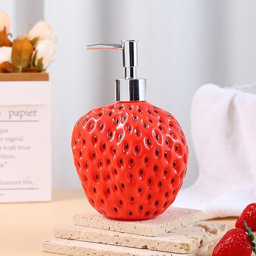 HiyyFloy Distributeur De Savon en Forme De Fraise avec Pompe Amovible, Bouteille De Savon Rechargeable, Distributeur De Savon À Vaisselle, Distributeur De Savon pour Les Mains, Décoration Intérieure - Nail Gallerys