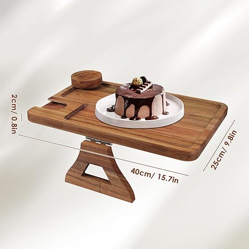 Comfoyar Plateau Accoudoir Canapé, Tableau Accoudoir Canapé en Bois Acacia Clipser avec Porte Verre Vin, Plateau Pliable pour Fauteuil avec Support Téléphone Rotatif 360°, pour Boisson Encas Contrôle - Nail Gallerys