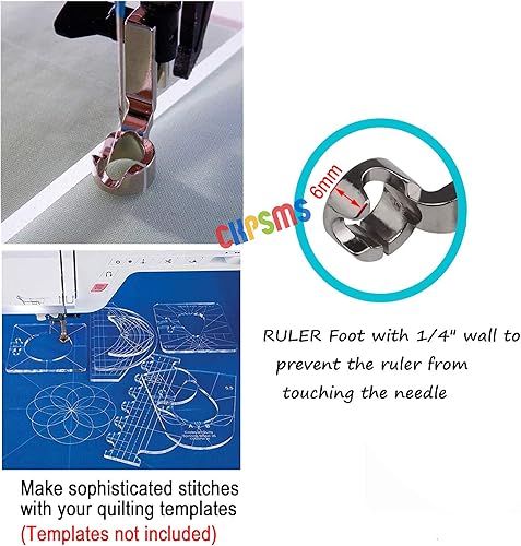 CKPSMS Marque – 1 pièce #EN-01J 6,35 mm Règle cadre de pied matelassage broderie tige haute compatible avec JUKI Singer Pfaff Baby Lock - Nail Gallerys