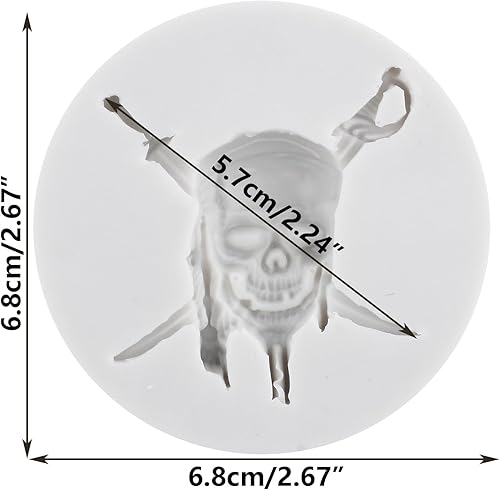 Sijiangmold Moules en silicone pirate tête de mort moule à fondant pour décoration de gâteau d'Halloween chocolat cupcake toppers bonbons argile polymère pâte en caoutchouc - Nail Gallerys