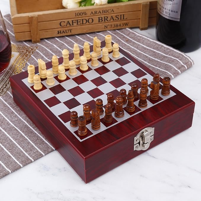 Cadeau Fête des Pères - Cadeau Homme - Jeu d'accessoires pour le Vin et les Échecs - Fete des Peres - Cadeau Homme Original - Idee Cadeau Fete des Peres - Nail Gallerys