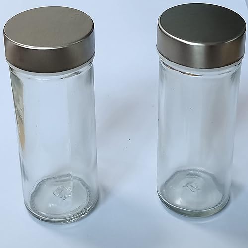 Manfâ 2 pots à épices très transparents (diamètre 4,5 x H 9,5 cm), argentés - Nail Gallerys