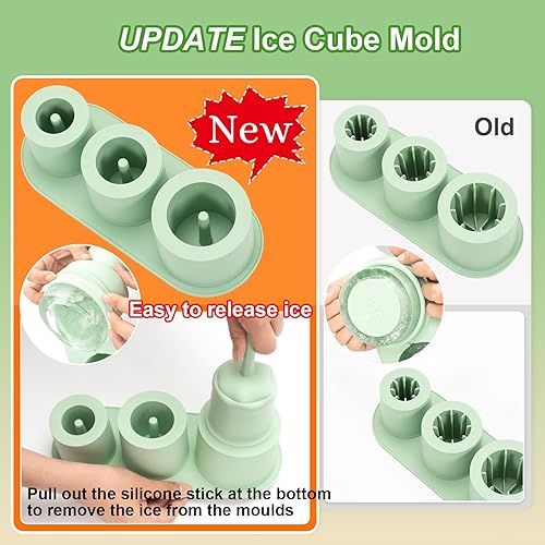 Bacs à Glaçons pour Stanley Cup, 3 Compartiments Bac a Glacons avec Couvercle, Accessoires Stanley Cup (Vert) - Nail Gallerys