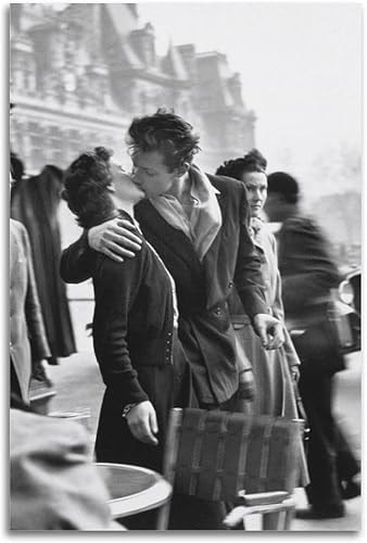 RedMush Poster vintage noir et blanc avec photographie de Robert Doisneau (7) - Impression sur toile - Décoration de chambre à coucher, bureau, chambre - Cadeau sans cadre - 40 x 60 cm - Nail Gallerys