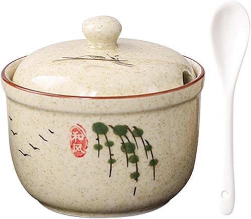 TuYines Sucrier en céramique, 400 ml, avec couvercle et cuillère, boîte à épices en céramique, pour sucre, sel, fromage, épices - Nail Gallerys