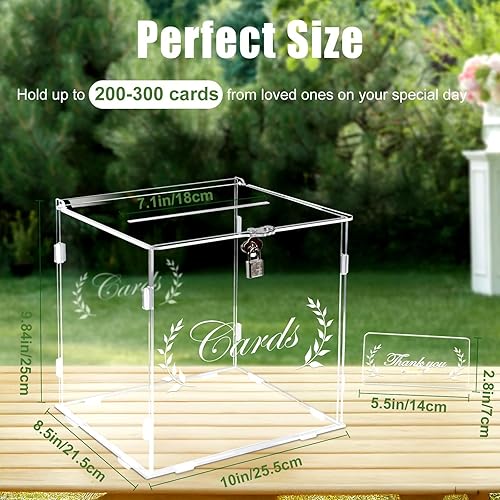 Euakee Boîte à Cartes en Acrylique avec Cadeau de Serrure, Grande Boîte à Cartes pour Boîte aux Lettres de Mariage, Tirelire en Acrylique pour Réception de Fête - Nail Gallerys