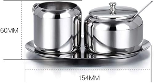 ZHZXBDGQ Sucrier en acier inoxydable, ensemble de lait et sucre, petit pot à sucre avec plateau cuillère et cuillère à sucre pour maison, cuisine, hôtel et cafés - Nail Gallerys