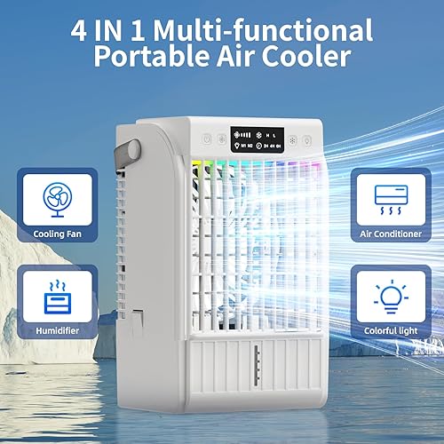 Climatiseur Mobile, 1500ML Climatiseur Portable Refroidisseur d'air, 90° Oscillation, 4 Vitesses, 2 Modes de Climatiseur Mobile Silencieux, Mini Climatiseur pour la Maison et le Bureau - Nail Gallerys