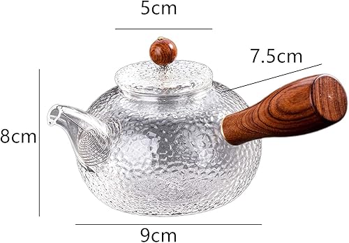 MagiDeal Théière en verre à feuilles mobiles, pour cérémonie du thé personnelle, pour maisons, avec bec filtrant, 300 ml, soufflage manuel, poignée en bois, - Nail Gallerys