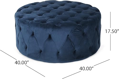 HDMOZUYT Pouf en Velours Bleu Glamour et Moderne - Capitonné, surdimensionné, Polyvalent pour Le Salon et la Chambre à Coucher - Nail Gallerys